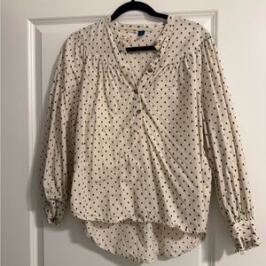 Old Navy Cream Polka Dot Blouse